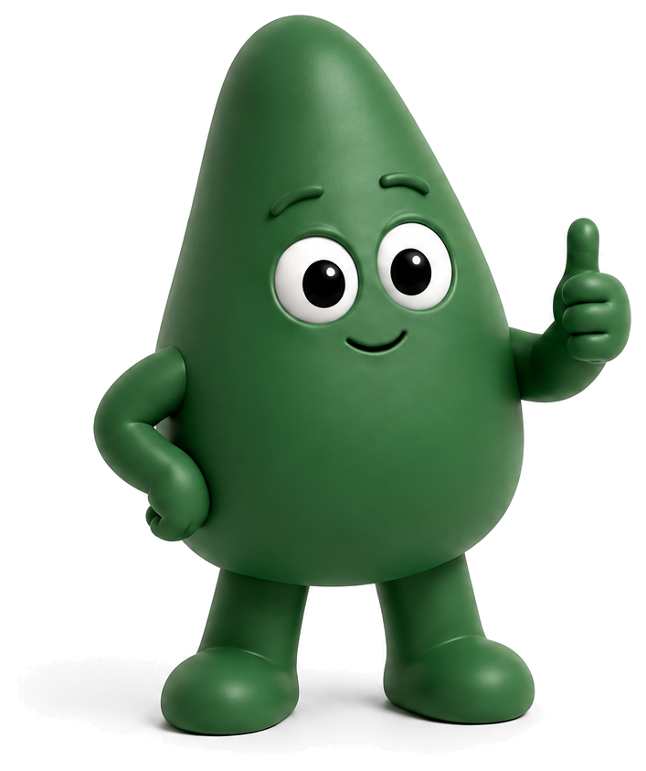 Un personaje verde de la familia de Almago, levantando el pulgar.